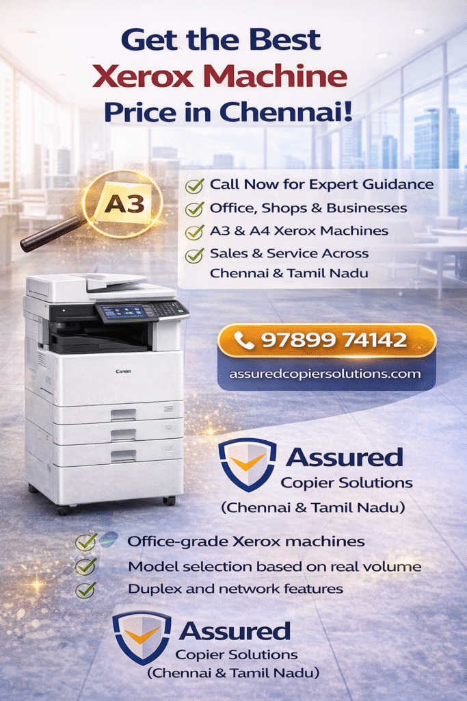 Xerox Machine Price in Chennai – Complete Office & Commercial Buyer Guide (2026)